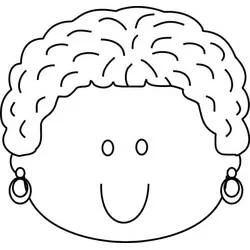 Happy woman's face with curly hair coloring page