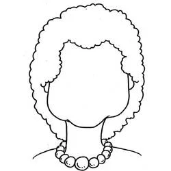 Blank woman's face with curly hair coloring page