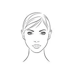 Woman's face with swept short hair coloring page