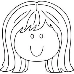 Face of a smiling girl with long hair coloring page