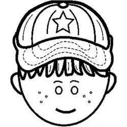 Little boy face with cap and star coloring page