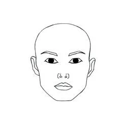 Bald human face front view coloring page