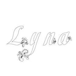 Lyna written in ornate cursive letters coloring page