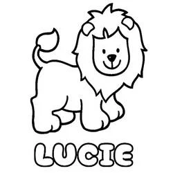 Lucie the lion standing coloring page