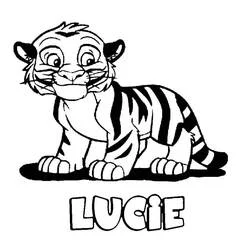 Tiger cub with the name Lucie coloring page