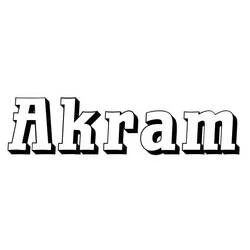 Akram in bold block letters coloring page
