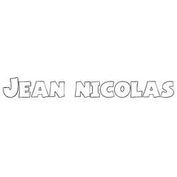 Jean Nicolas in bubble letters coloring page