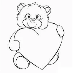 Friendly bear offering a large heart coloring page