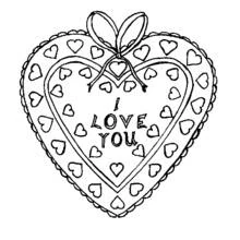 Heart with I love you message coloring page
