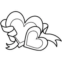 Two hearts with ribbon coloring page