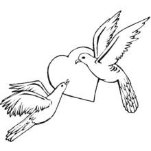 Love birds flying with a heart coloring page