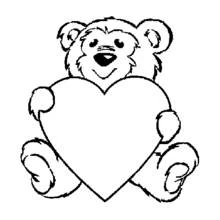 Cute bear hugging heart with both paws coloring page