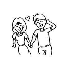 Couple holding hands with a heart coloring page