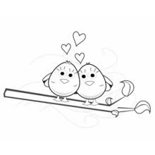 Two love birds perched on a branch coloring page