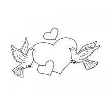 Doves framing a large heart coloring page