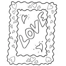Love card with hearts frame coloring page
