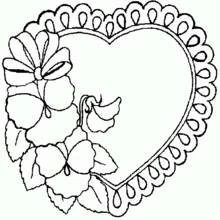 Heart with lace border and flowers coloring page