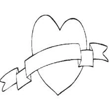 Heart with a banner ribbon coloring page