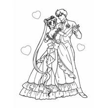 Sailor Moon dancing with her prince coloring page