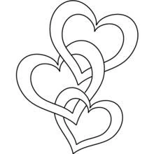Three interlocking hearts coloring page