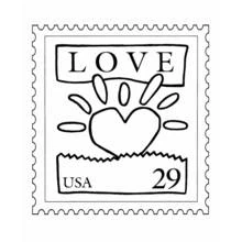Love heart postage stamp coloring page
