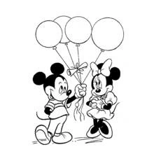 Mickey Mouse offering balloons to Minnie coloring page