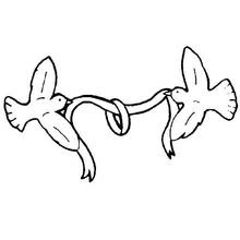 Wedding doves holding a ribbon coloring page