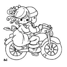 Couple riding a motorcycle together coloring page
