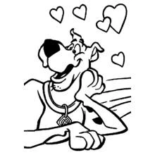 Scooby-Doo dreaming with hearts coloring page