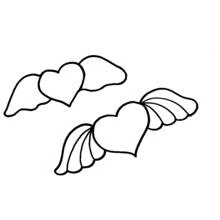 Two hearts with wings coloring page