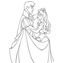 Princess and her prince dancing coloring page