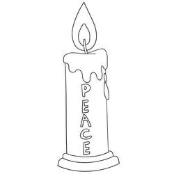 Peace candle with dripping wax coloring page