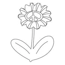 Flower with a peace sign center coloring page