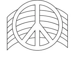 Peace sign with rainbow stripes coloring page