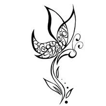 Tattoo butterfly with swirling patterns coloring page