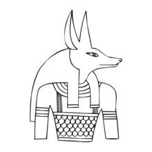 Anubis with jackal head and collar coloring page