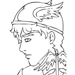 Hermes wearing a winged helmet coloring page