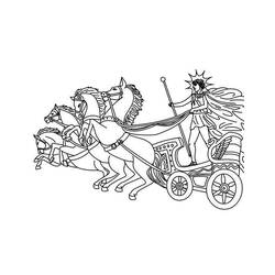 Helios driving his chariot pulled by four horses coloring page