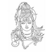 Lord Shiva with crescent moon and serpent coloring page