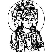 Brahma with five heads and crown coloring page