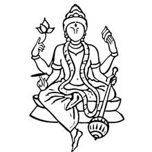Vishnu seated holding sacred objects coloring page