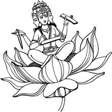 Brahma seated on a lotus flower coloring page