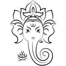 Ganesha with lotus crown and offering bowl coloring page