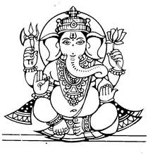 Lord Ganesha seated in blessing pose coloring page