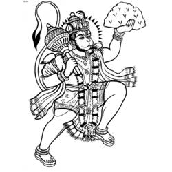 Lord Hanuman carrying the mountain coloring page