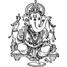 Ganesha seated with four arms and crown coloring page
