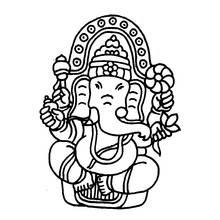 Ganesha seated with crown and ornaments coloring page