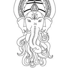 Ganesha face with ornate headdress coloring page