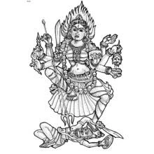 Hindu Goddess Kali standing in fierce pose coloring page