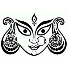 Goddess Durga's decorated face coloring page